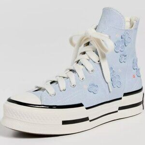 CONVERSE Chuck 70 Plus Sneakers 3D FLOWERS in Cloudy Daze MSRP$130 Floral Chic